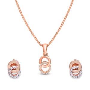 Silver Rose Gold Plated CZ Jewellery Set