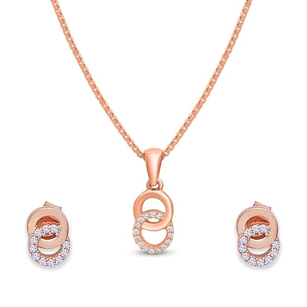 Silver Rose Gold Plated CZ Jewellery Set